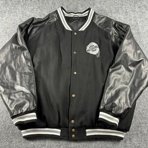 Chrysler Varsity Jacket Mens XXL Black Faux Leather Wool Blend‎ Bomber Vintage